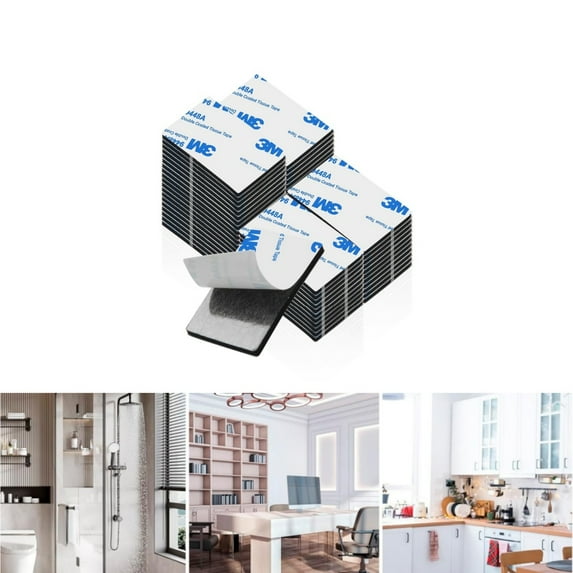 60Pack Rectangular Adhesive Pads,QZS Double Sided Adhesive Pads,Portable Foam Rectangular Wall Sticky for Walls Picture,Home,Office