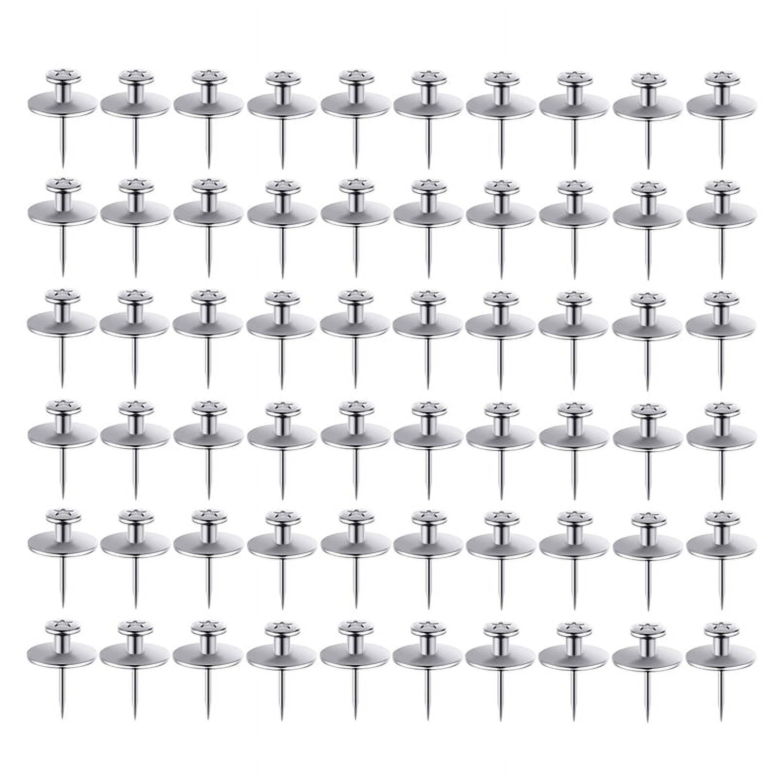60 Pcs Double Headed Picture Hanging Nails - Silver Zinc Alloy Wall Hooks For Photos, Art, Clocks