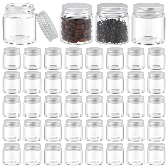 60Pcs 1.7 oz Small Mason Jars with Silver Lids Transparent Glass Jar Mini Storage Containers Bulk