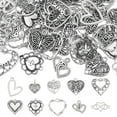 thumbnail image 1 of 60Pcs 10 Styles Metal Heart Charms Tibetan Style Heart Pendants Silver Charms Tiny Love Pendants Hollow Charms for DIY Bracelet Necklace Jewelry Findings Making, 1 of 4