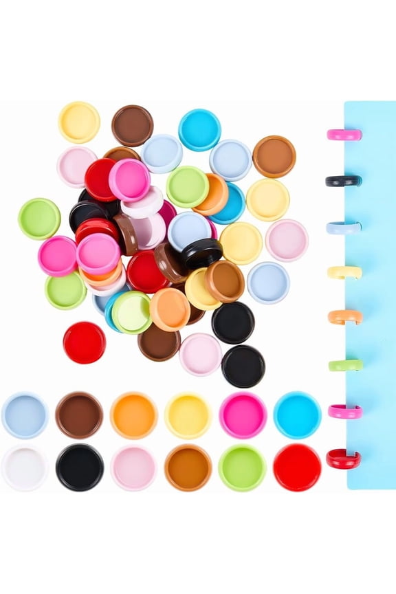 60Pcs 12 Colors Plastic Loose Leaf Ring Round Binder Discs Mushroom Hole Notebook Binding Ring Expansion Discs for Add Extra Pages diy