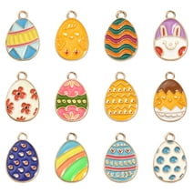 60Pcs 12 Styles Easter Charms Enamel Easter Egg Charms for Jewelry Making Crafts DIY