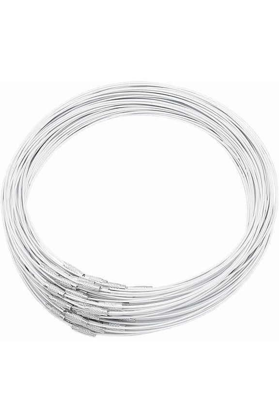 60Pcs 17.51" Gainsboro Wire Necklace Stainless Steel Wire Necklace Choker Necklace with Metal Screw Clasp Wire Necklace Chains Wire Necklace Cord DIY Jewelry Making 5.7" Diamater Gainsboro