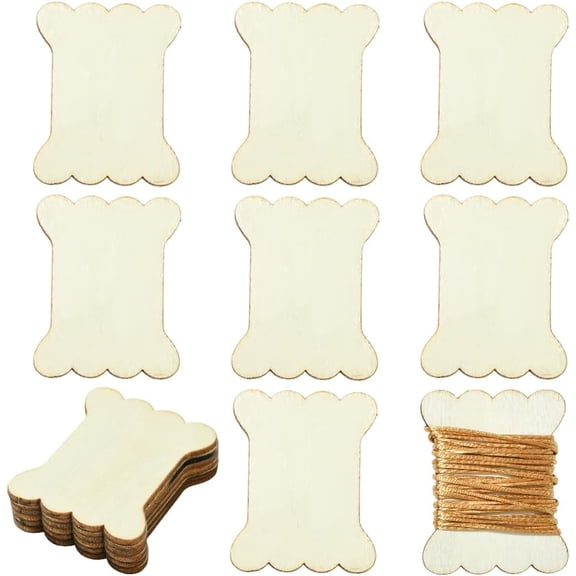 60Pcs 2.1 x 1.65 Inch Wooden Embroidery Thread Bobbins Floss Bobbins Organizer Unfinished Flat Bone Twine Reel Cornsilk Wood Cutouts Spools for Sewing Stitch Thread Holder Storage Card