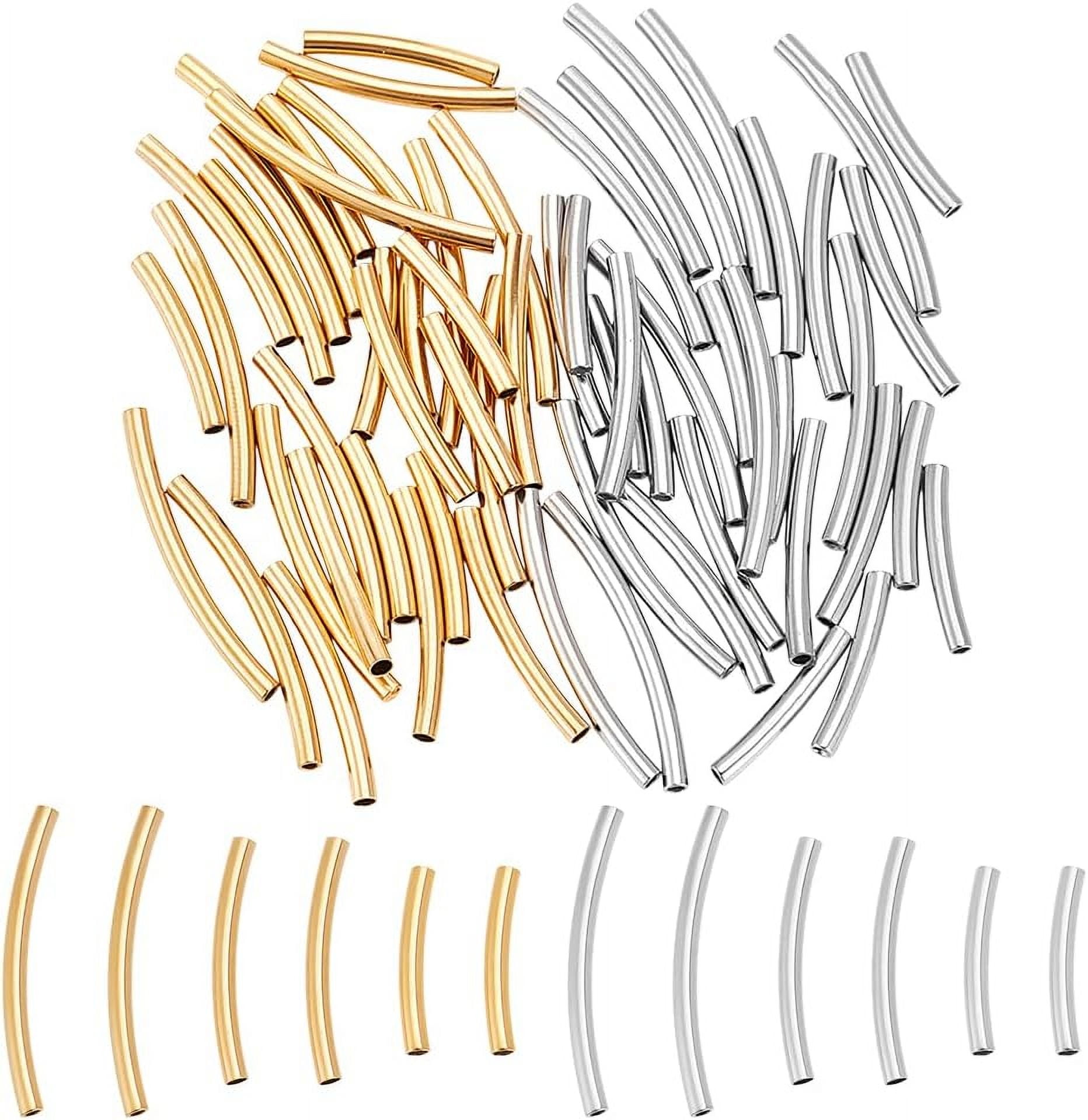 200 Stück Gebogene Nudelrohr-Abstandsperlen Aus Messing – Für DIY-Schmuck Und Bastelprojekte
