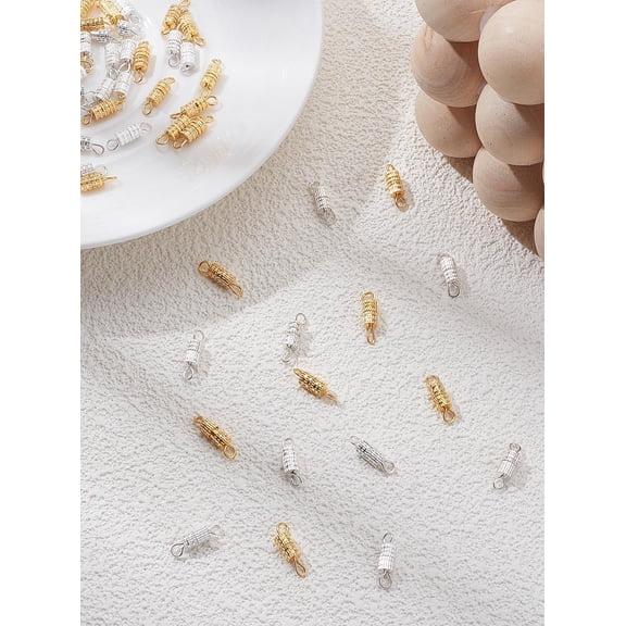 60Pcs 2 Colors Barrel Screw Clasps Brass Screw Clasps Screw Twist Clasps Screw Type Clasp Clasps Screw Connectors Fastener Cord End Clasps for Jewelry Finding DIY Necklace Bracelet Supplies for DIY