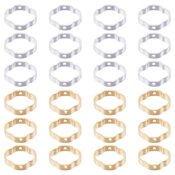 60Pcs 2 Colors Brass Bead Frame Flower Mixed Color 10x8.5x2mm Hole: 1mm 30pcs/color