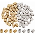 thumbnail image 1 of 60Pcs 2 Colors Column Beads Barrel Beads 303 Stainless Steel Large Hole Bead Metal Textured Bead Loose Spacer Beads European Beads for DIY Bracelet Necklace Jewelry Making Hole 4.2mm Colorful, 1 of 5