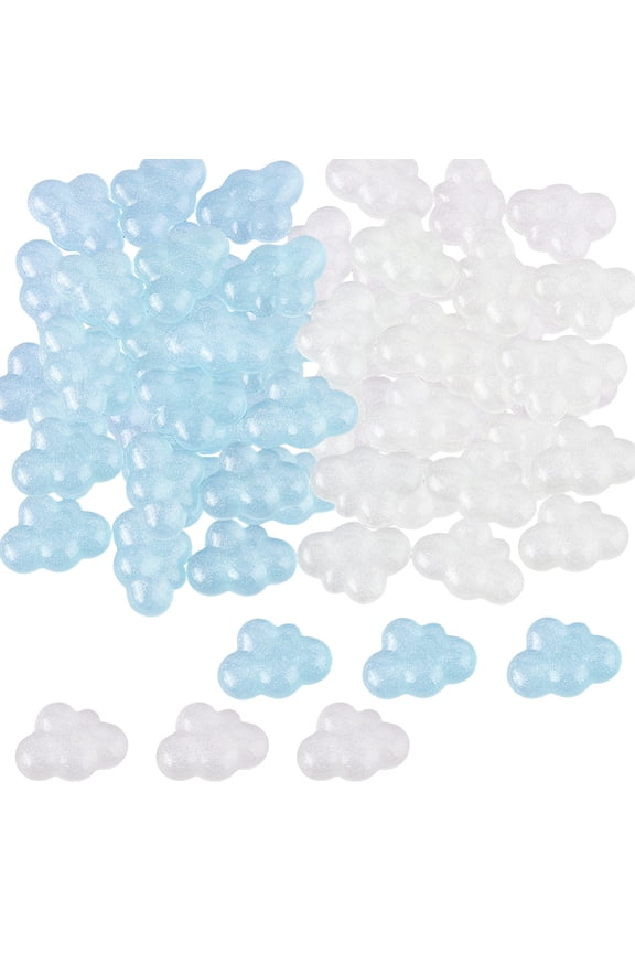 60Pcs 2 Colors Resin Cloud Cabochons Mini Resin Cabochons Flatback Cute Resin Charms Flat Back Resin Slime Charms for DIY Crafts Hairpins Scrapbooking Embellishments DIY