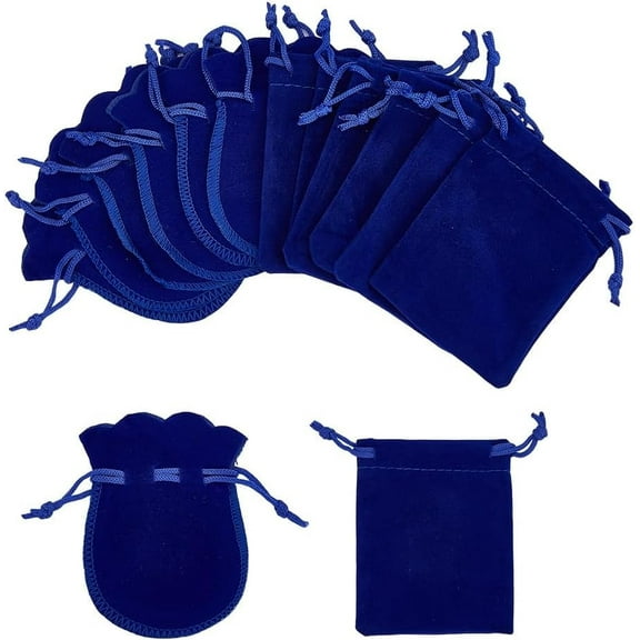 60Pcs 2 Style Velvet Bags Satin Gift Pouch Rectangle/Calabash Dark Blue 9.5x7.5 cm Hoppocket Drawstring Jewelry Pouches for Store jewelry Earrings Rings