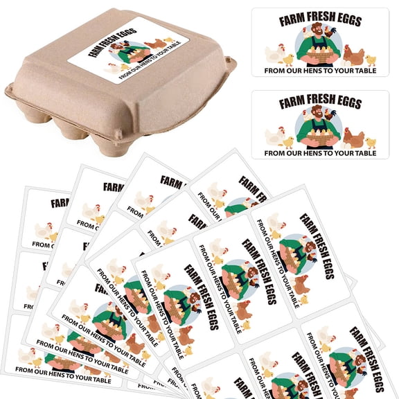 60Pcs 2" x 4" Farm Fresh Eggs Label Rectangle Egg Carton Stickers from Our Hens to Your Table Self Adhesive Packaging Tags DIY