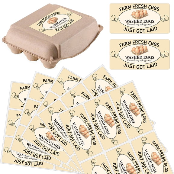 60Pcs 2" x 4" Farm Fresh Eggs Sticker Rectangle Chicken Washed Eggs Carton Labels Self Adhesive Packaging Decals Tags DIY