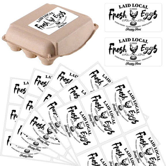 60Pcs 2" x 4" Fresh Egg Labels Chicken Egg Cartons Stickers Rectangle White Paper Self Adhesive Packaging Decals Tags DIY