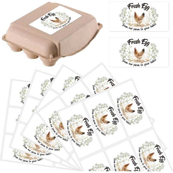 60Pcs 2" x 4" Fresh Egg Labels Self Adhesive from Our Farm to Your Table Chicken Fresh Egg Farm Stickers Packaging Tags