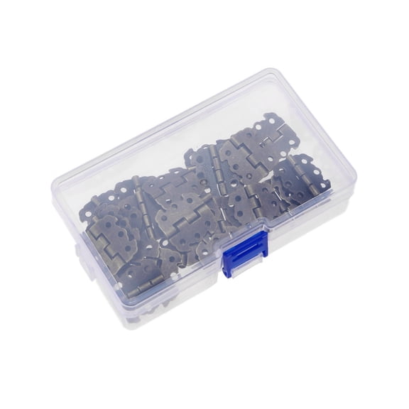 60Pcs 29*27mm Cabinet Door Furniture Hinge Jewelry Wood Boxes Decorative Hinge Furniture Fittings with Screws and Storage Box