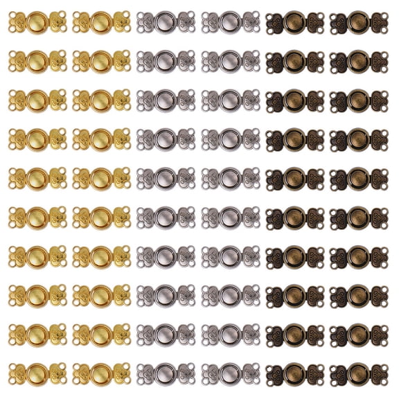 60Pcs 3 Colors Alloy Snap Lock Clasps Mixed Color 15x6x2mm Hole: 0.9mm 20pcs/color