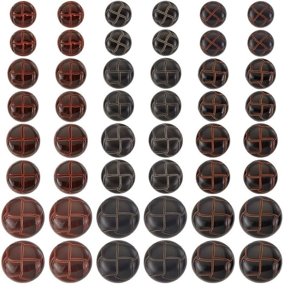 60Pcs 3 Colors Brown Football Shank Buttons Craft 15-25mm Imitation Leather Buttons Plastic Round Buttons