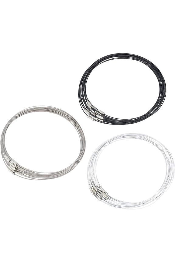 60Pcs 3 Colors Stainless Steel Metal Necklace with Brass Screw Clasp 44.5cm Wire Choker Necklace for Women Pendants Bracelet Jewelry Making Multi-color