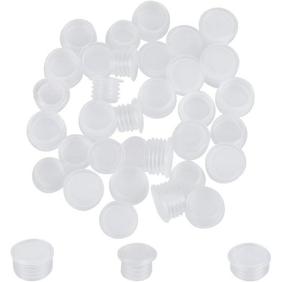 60Pcs 3 Sizes Clear Plastic Stopper with Pull Tab Salt and Pepper Shaker Stoppers Replacement Column End Covers 15mm 19mm 19.5mm Inner Diameter Reusable Bottle Plug for Pots Bottles