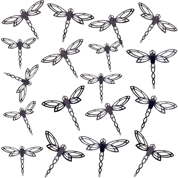 60Pcs 3 Sizes Dragonfly Wall Decor Black Hollow Wings 3D Dragonfly Garden Art Indoor Outdoor Fence Hanging Decorations