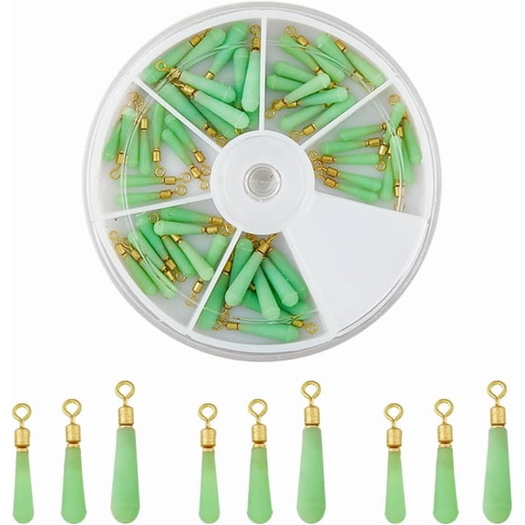 60Pcs 3 Sizes Green Fishing Block Drift Rotation Floats Silicone Fishing Bobbers with Brass Findings Float Rotation Buoy Seat Tube Floats Adapters Accessories for Fishing diy