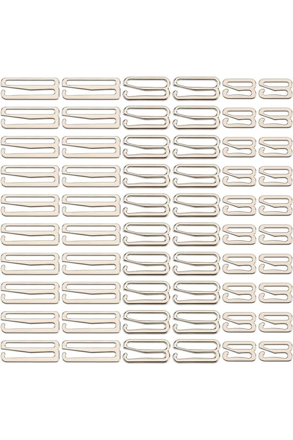 60Pcs 3 Sizes Metal Bra Strap Hooks Alloy Swimsuit Clips Replacement Adjustable Slide Hook Clasp for Bathing Suit Tops Lingerie Bikini Halter Dress Sewing Platinum 24mm 19mm 11mm Silver