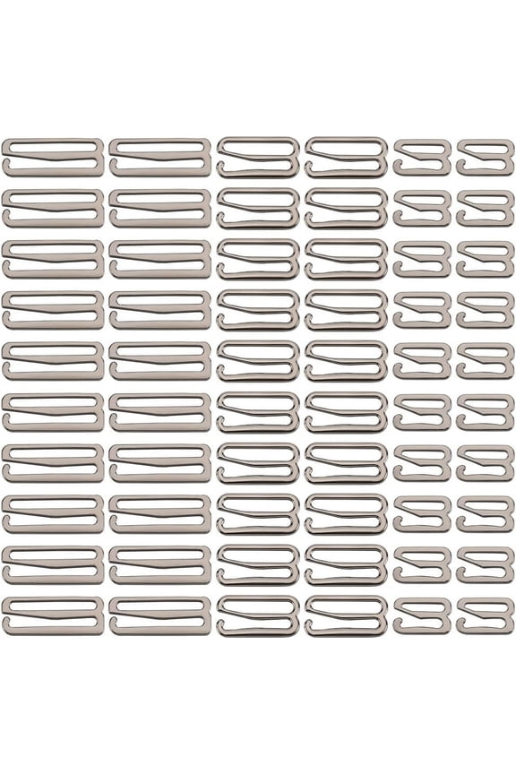 60Pcs 3 Sizes Metal Bra Strap Hooks Alloy Swimsuit Clips Replacement Adjustable Slide Hook Clasp for Bathing Suit Tops Lingerie Bikini Halter Dress