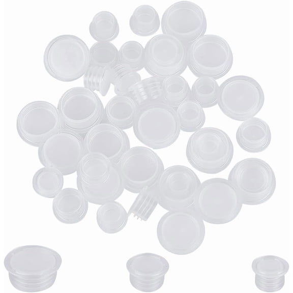 60Pcs 3 Sizes Plastic Bottle Stoppers with Pull Ring Salt and Pepper Shaker Stoppers Clear Replacement Plug 11mm 13mm 19mm Inner Diameter Reusable Column End Covers for Pots Bottles