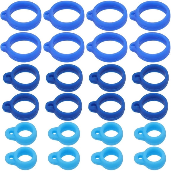 60Pcs 3 Sizes Silicone Rubber Rings Anti-Lost Adjustable Blue Holder Multipurpose Cases Necklace Lanyard Replacement Pendant Carrying Kit for DIY Pens Keychains Office Sport 8mm 13mm 21mm