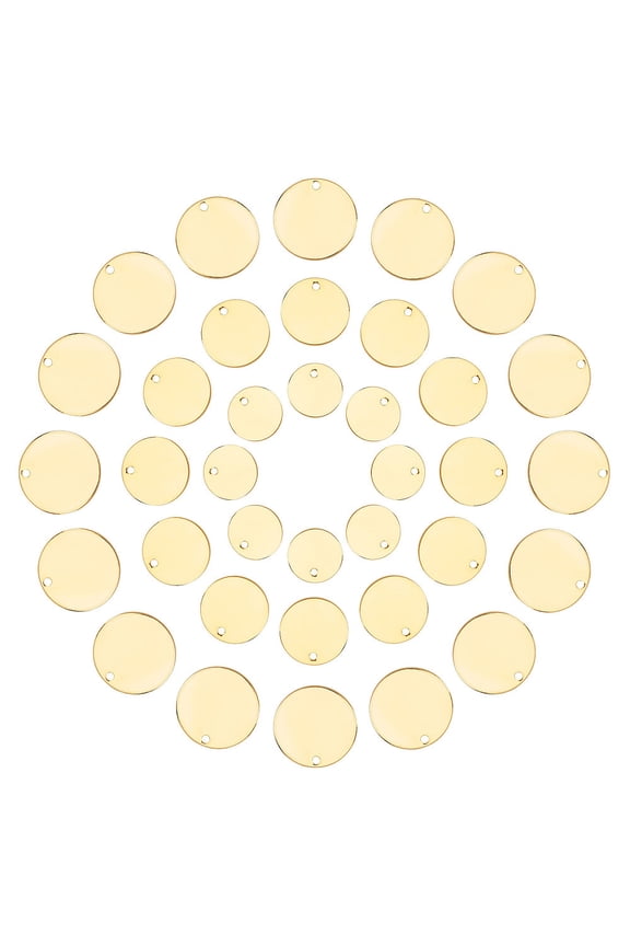 60Pcs 3 Style Brass Charms Stamping Blank Tag Mirror Polished Finish Long-Lasting Plated Flat Round Real 18K Gold Plated 20pcs/style for DIY