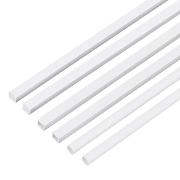 60Pcs 3 Style Plastic Square & Round Tubes for DIY Sand Table Architectural Model Making White 250~252x3x3mm 20pcs/style for DIY
