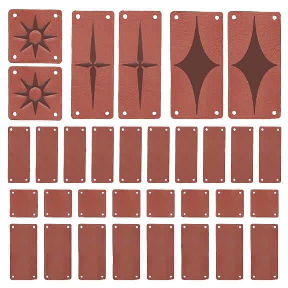60Pcs 3 Styles PU Leather Sewing Labels Blank Labels for Sewing Knitting Rectangle Square Mixed Color 25~50x20~25x0.5~2mm Hole: 1.8mm