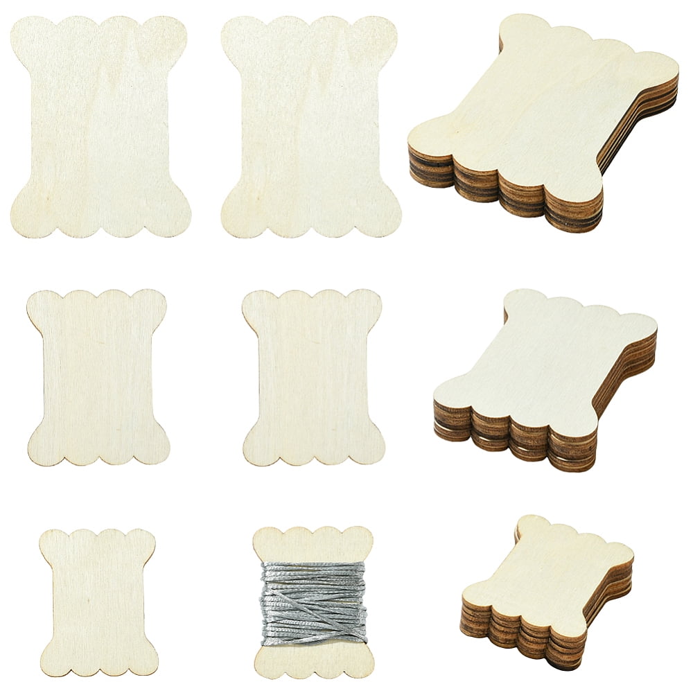 60Pcs 3 Styles Wood Floss Bobbins Embroidery Thread Bobbins Flat Blank ...