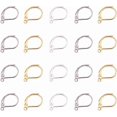 thumbnail image 1 of 60Pcs 304 Stainless Steel Leverback Earring Findings with Loops 3 Assorted Colors Metal Interchangeable Leverback Earwires French Hook Earring Connectors, 1 of 6