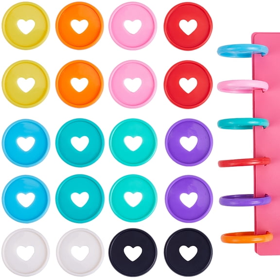 60Pcs 35mm Book Binding Discs 10 Colors Plastic Round Transparent Binder Discs Mushroom Hole Discbound Expansion Discs Buckle Hoop