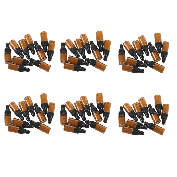 60Pcs 3Ml Empty Brown Glass Dropper Bottles with Pipette for Essential Oil