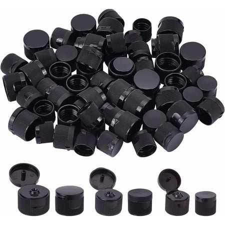 60Pcs 3Size Black Flip Top Caps Dispensing Ribbed Snap Closures Replacement Caps for Squeeze Bottles Cosmetic Sample Bottles Neck Diameter 0.7/0.8/1inch) Thread Type 410 diy