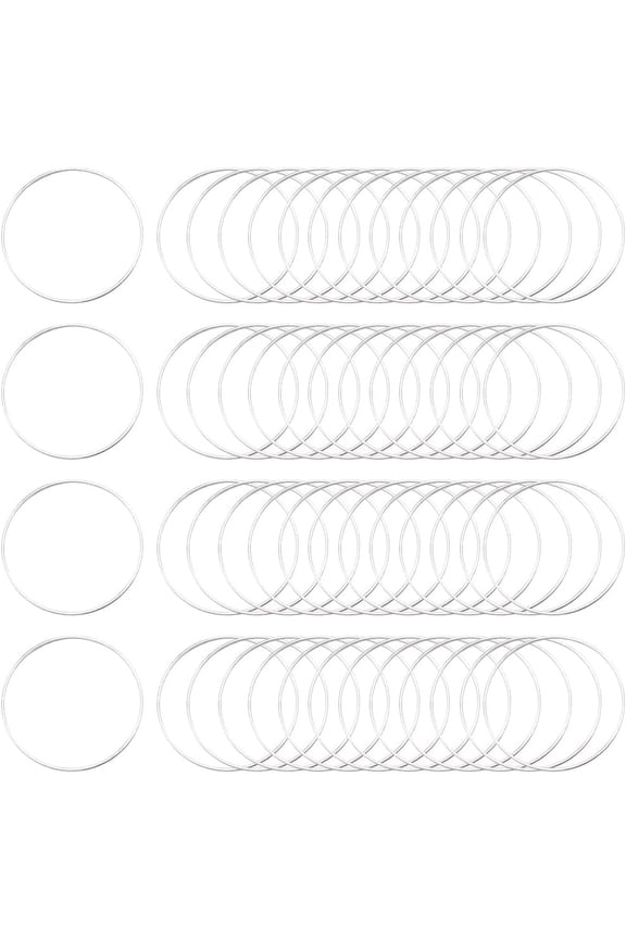 60Pcs 40mm Beaded Earring Making Hoops Hoop Earrings Findings Silver Brass Circle Ear Link Open Bezel Pendant Frames Charms Ears Components for DIY Jewelry Crafting Making Women Supplies Silver
