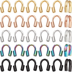 60Pcs 5 Colors 316 Stainless Steel Wire Guardian U Shape Wire Guard Loops 0.7mm Thread Protector for Jewellery Making Earring Bracelet Necklaces
