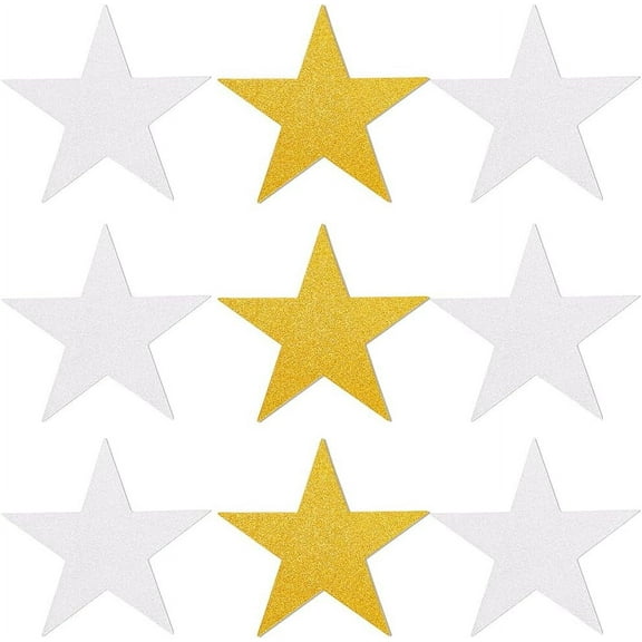 60Pcs 5 Inch Glitter Star Cutouts Paper Glitter Stars Silver Double Sided Paper Cut Out Gold Stars Cardstock Confetti Ornament for Bulletin Board Classroom Wall Party Wedding Holiday Supplies