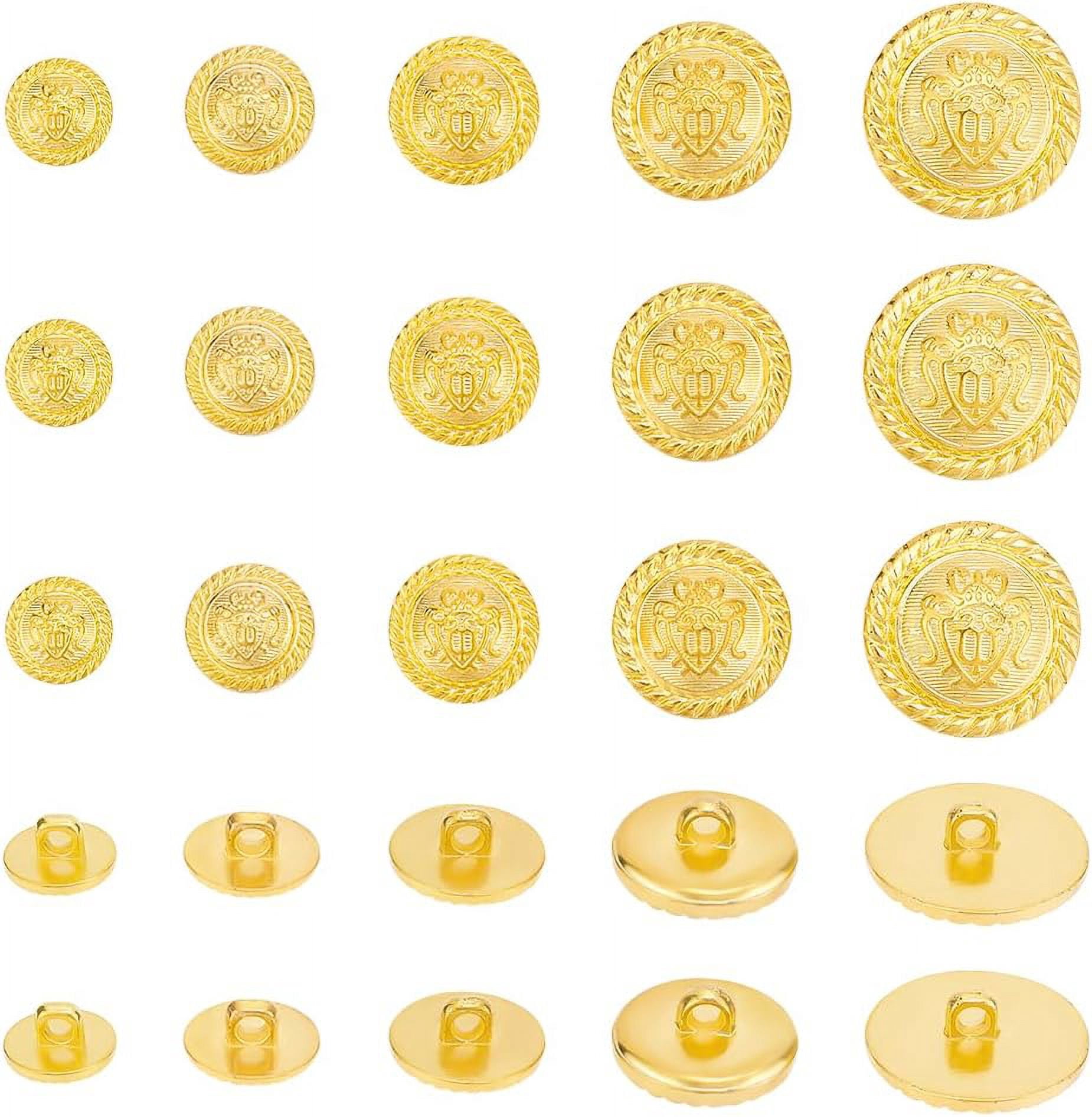 60Pcs 5 Sizes Golden Sewing Buttons Shank Buttons 3mm Hole Half Round ...