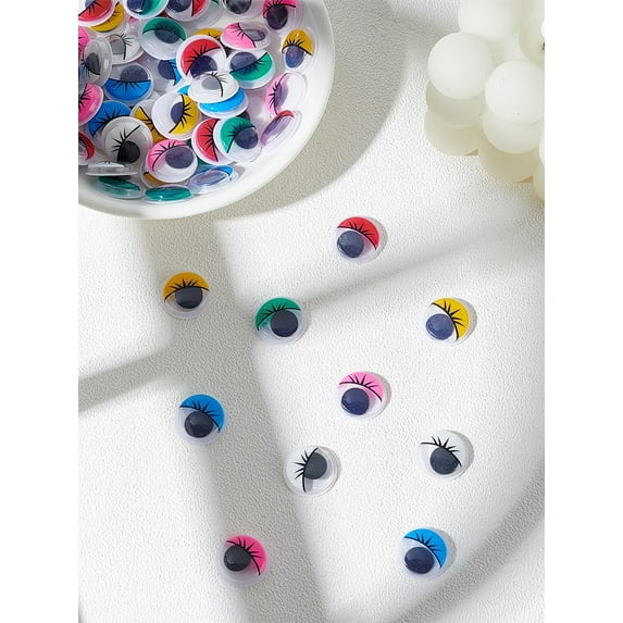 60Pcs 6 Color Half Round Plastic Wiggle Eyes Cabochons Mixed Color Stuffed Animal Sticker Eyes Crochet Eyes for DIY Puppet Plush Animal Stuffed Making 15x3.5mm