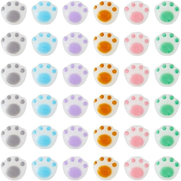 60Pcs 6 Colors Cat Paw Beads Animal Footprint Beads Doggy Puppy Paw Print Beads Opaque Acrylic Beads Small Hole Beads 1.6mm Cute Acrylic Beads for Jewelry Making