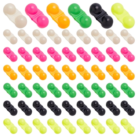 60Pcs 6 Colors Fishing Double Rattle Beads Catfish Rattle Bells Attractor Portable Plastic Fishing Beads Bells Tackle Accessories Rattles Floater