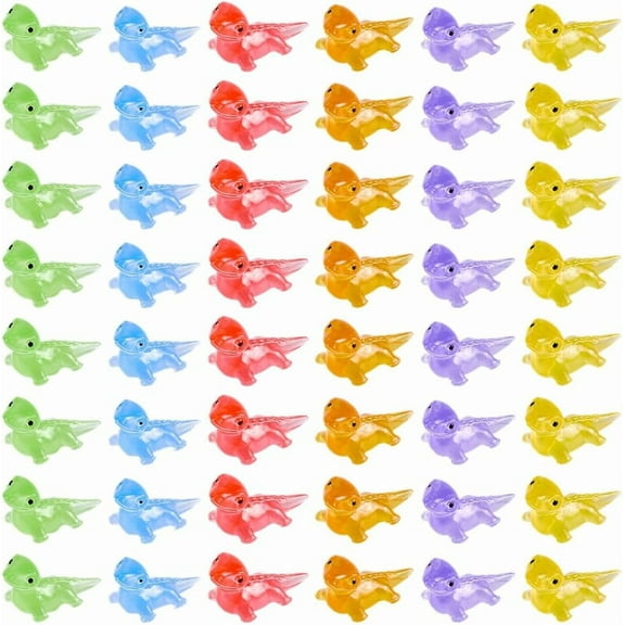 60Pcs 6 Colors Glow in The Dark Animals Figures Mini Resin Lizards Small Cute Colorful Micro Landscape Decoration Luminous Tiny Animals Bulk for Fairy Garden Moss Terrarium DIY Crafts Decor Colorful