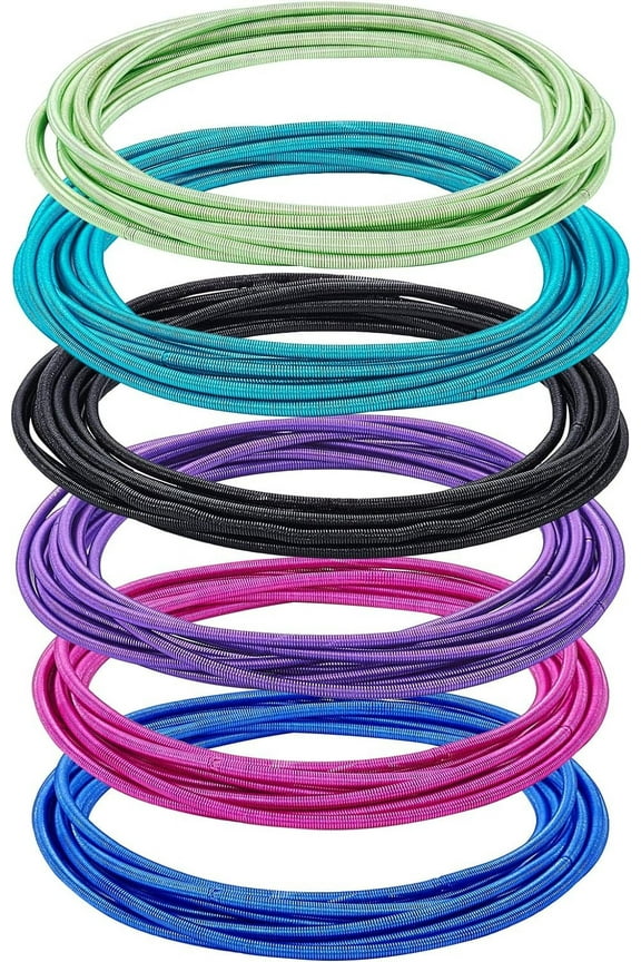 60Pcs 6 Colors Guitar String Bracelets 2mm Metal Stackable Stretch Bracelets for Coil Jewelry Spiral Bracelet 10pcs/Color Multi-color