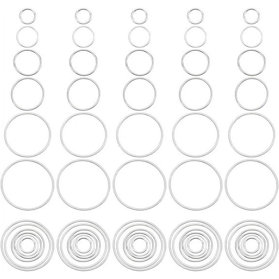 60Pcs 6 Sizes 304 Stainless Steel Linking Ring Ring Stainless Steel Color 12~40x0.8~1mm 10pcs/size