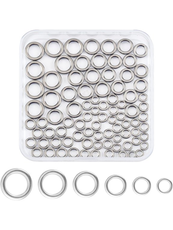 60Pcs 6 Sizes Stainless Swivel Solid Ring Round Fishing Lure Connector High Strength Solid Ring Line Saltwater Solid Ring Fishing Freshwater Loop