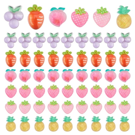 60Pcs 6 Styles Fruit Opaque Resin Iron Push Pins Sets Map Tacks Marking Pins for Photos Wall Maps Bulletin Board or Corkboards Platinum
