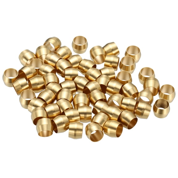 60Pcs 6mm Tube OD Brass Compression Fitting Sleeves Ferrules Ferrule Fittings Compression Assortment for Air Water Gas Oil Pipe HVAC Refrigeration Tube Connection